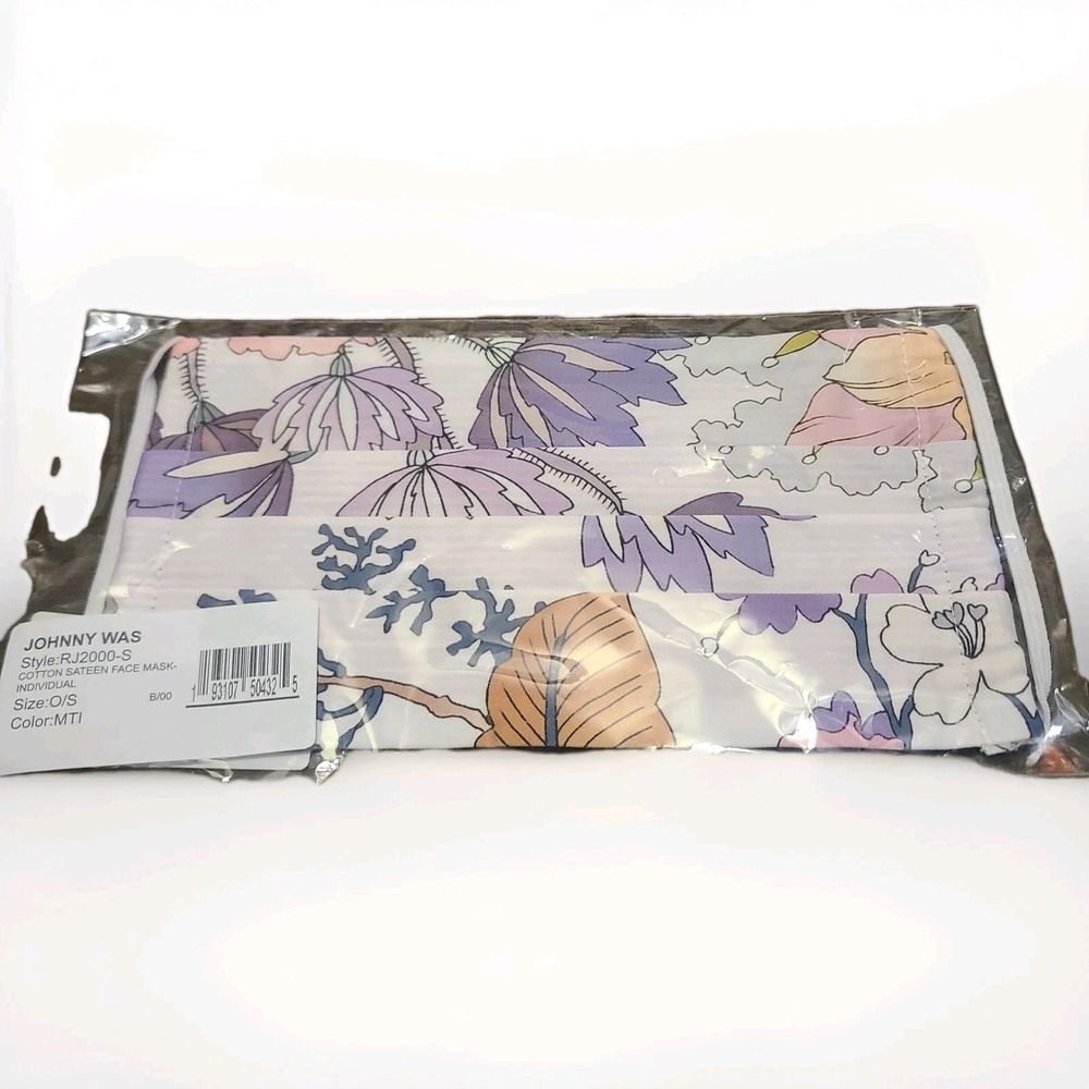 JOHNNY WAS Face Mask Cotton‎ Sateen Multicolor Floral Print